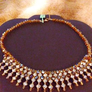 Champagne Glass Austrian Crystal Necklace 18 inch Vintage Style Brand New